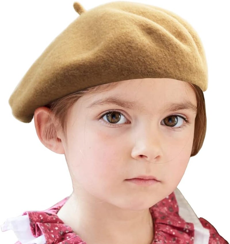 Wheebo Berets for Kids Wool French Beret Hats Artist Painter Hats for Little Girls Boys Solid Color Style - Image 1